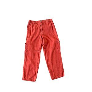 Pilcro Straight-Leg Cargo Pants in Coral Red